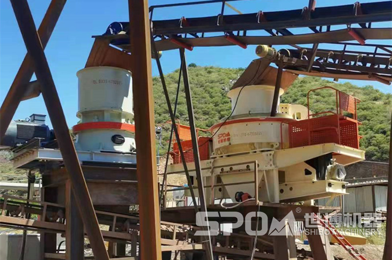 鵝卵石中細(xì)碎和制砂設(shè)備，圓錐破碎機(jī)和制砂機(jī)