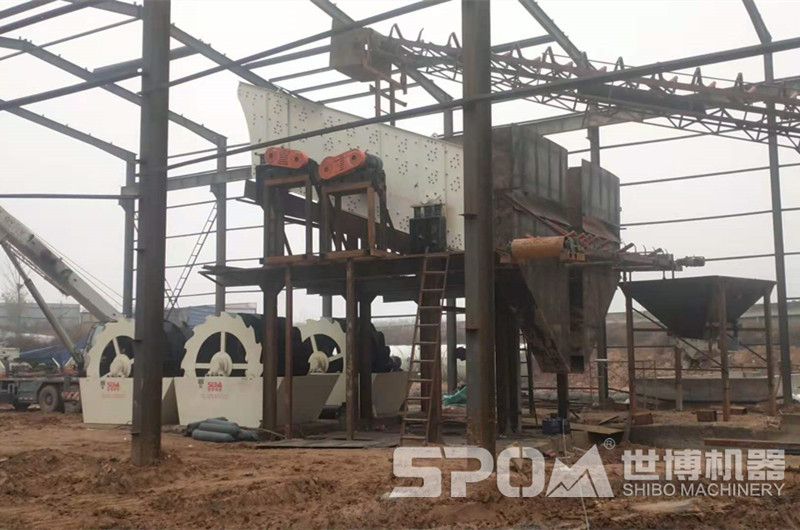 河卵石破碎制砂洗砂，現(xiàn)場圖